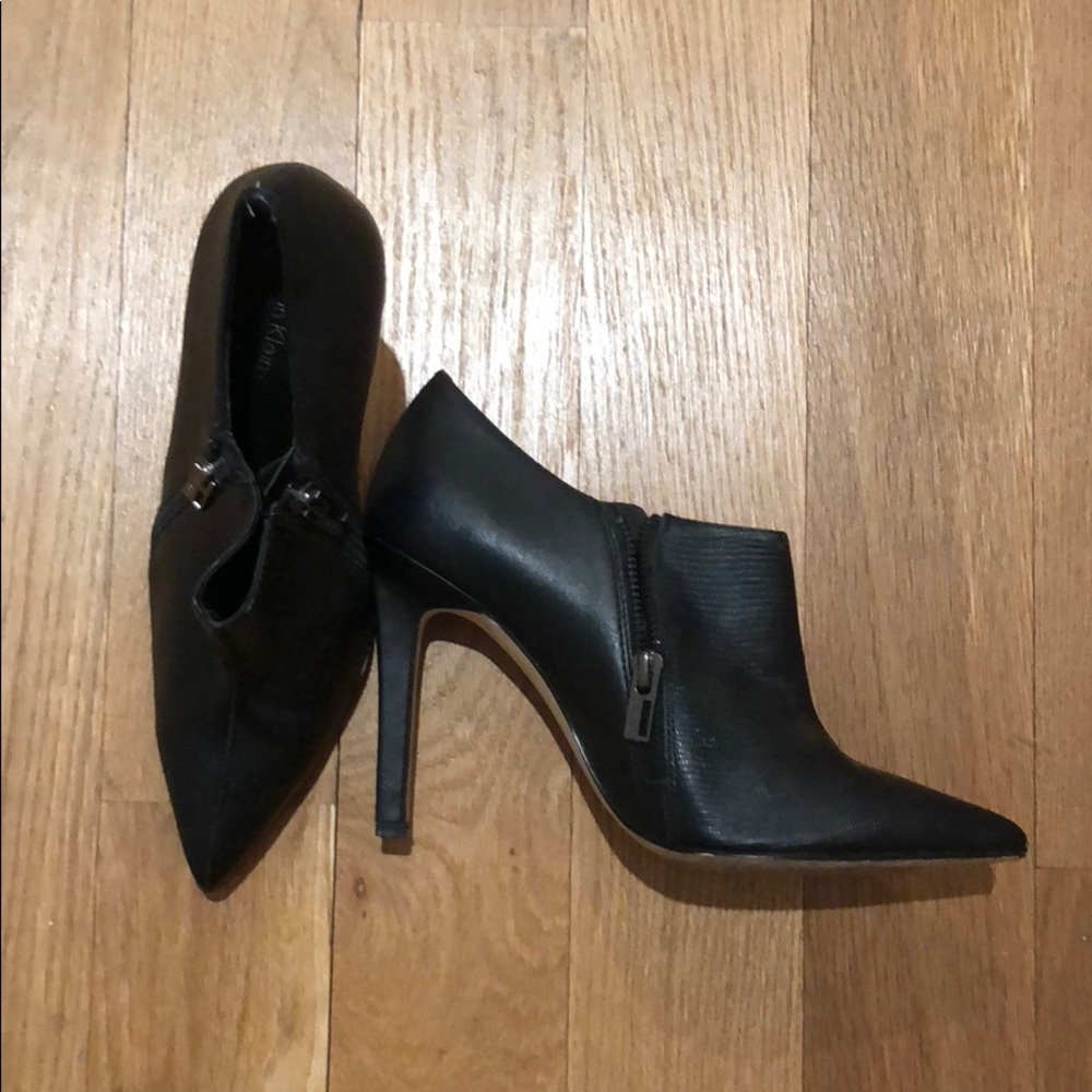 Calvin Klein ankle zip booties heels